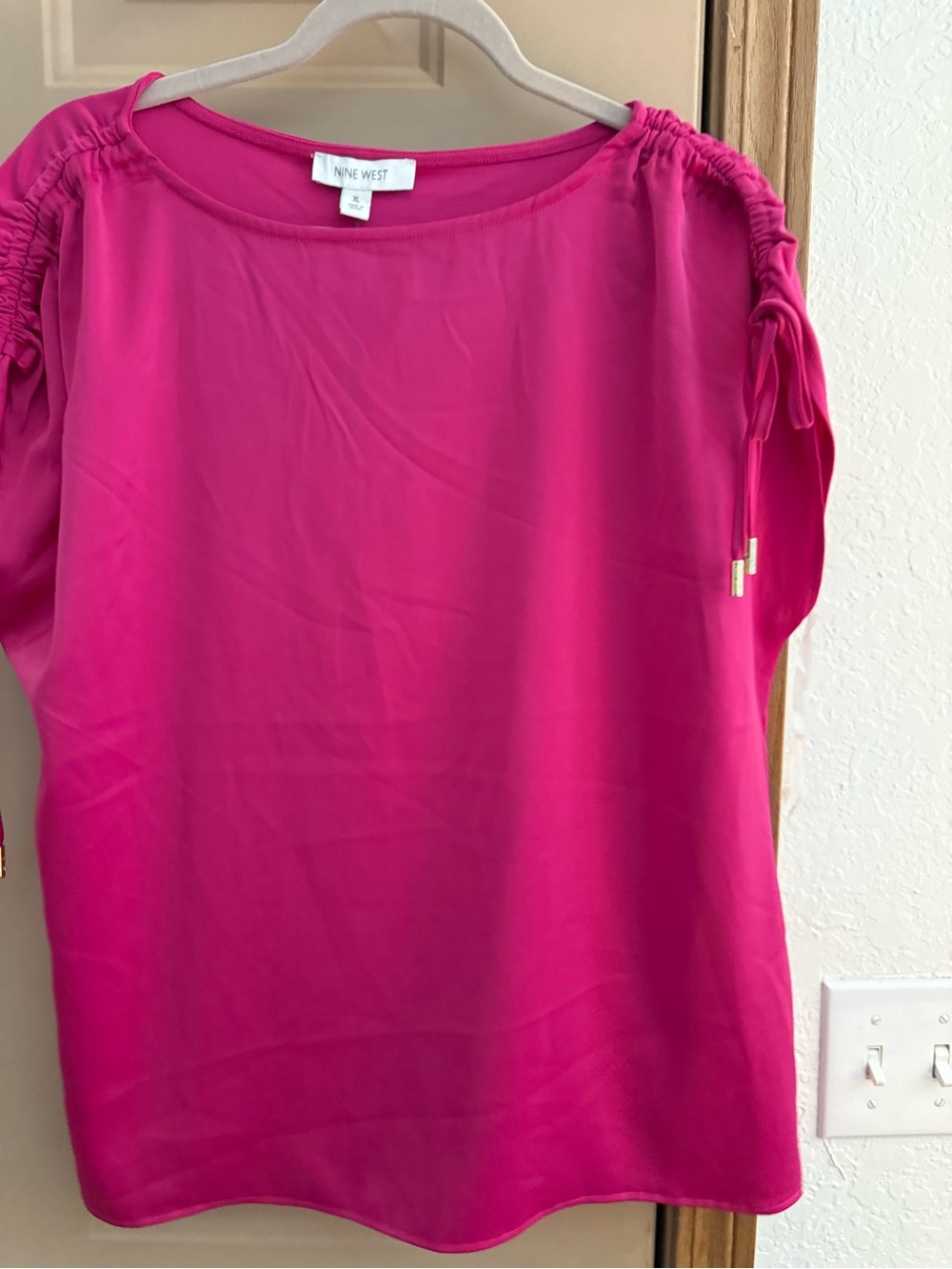 Nine West Hot Pink Short-Sleeve Blouse